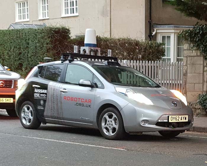 Oxford Robotics Institute (ORI) Mobile Robotics Group Nissan Leaf.jpg by Ooja99 protected by CC BY-SA 4.0